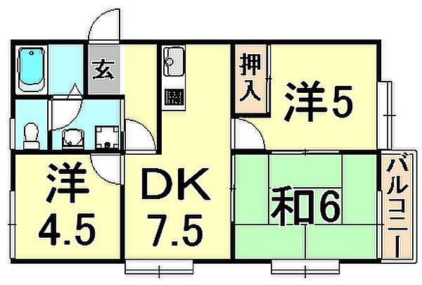 兵庫県尼崎市上坂部３丁目(賃貸アパート3DK・2階・49.69㎡)の写真 その2