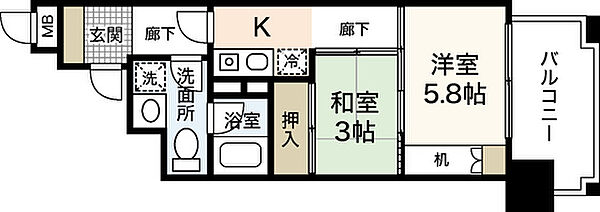 モア・マリオ平和公園 ｜広島県広島市中区大手町2丁目(賃貸マンション2K・6階・30.07㎡)の写真 その2