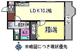 太平フローライト玉造 1LDKの間取図画像