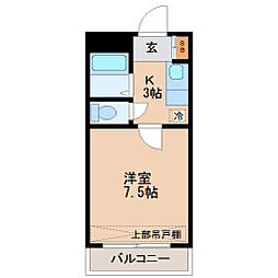 ビューパレス米ヶ袋 1Kの間取図画像