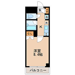 プラウドフラット五橋 1Kの間取図画像