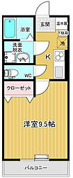 リス・アンソレイエ 1Kの間取図画像