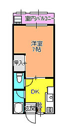 ベルハウス 1DKの間取図画像