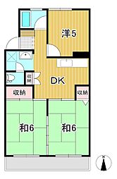 ハイツことぶき 3階3DKの間取り