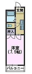 セサミ布瀬 1Kの間取図画像