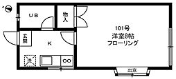 ハイムジュン 1Kの間取図画像