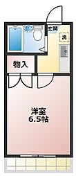 シャンブルド若葉 2階1Kの間取り