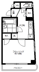 クレドール若松町 1Kの間取図画像