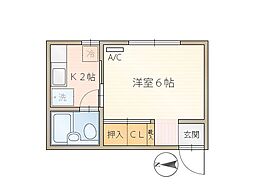 サンパレス乾徳 1Kの間取図画像