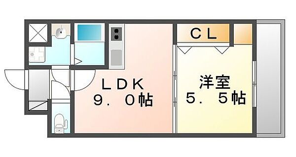 広島県福山市南本庄１丁目(賃貸マンション1LDK・7階・34.40㎡)の写真 その4