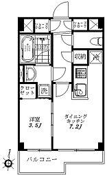 スタジオデン桜新町 1DKの間取図画像