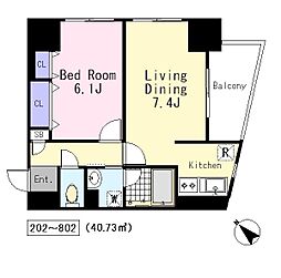 グランディール初台 1LDKの間取図画像