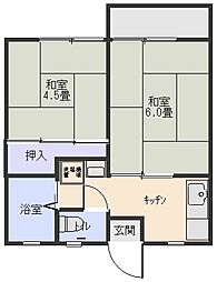 ルーフガーデンＫ＆Ｙ 2階2Kの間取り