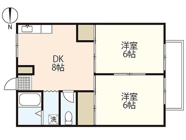 ピュアハウス皆賀 ｜広島県広島市佐伯区皆賀1丁目(賃貸アパート2DK・1階・41.66㎡)の写真 その2