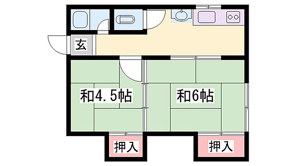 大崎マンション ｜兵庫県加古川市尾上町養田(賃貸アパート2DK・1階・32.00㎡)の写真 その2