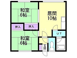 南6条ハイツB 2LDKの間取図画像
