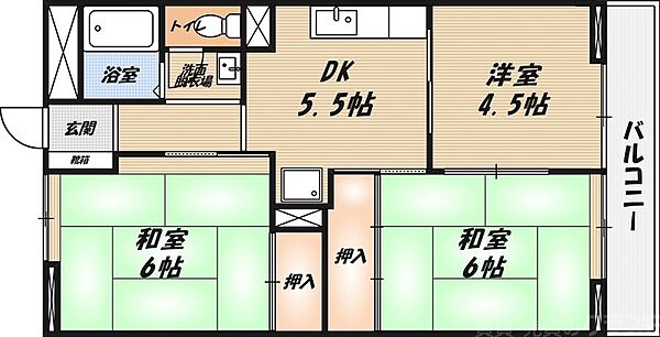 大阪府高槻市名神町(賃貸マンション3DK・3階・52.00㎡)の写真 その2