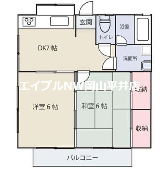 岡山県瀬戸内市長船町福岡(賃貸アパート2DK・2階・40.57㎡)の写真 その2