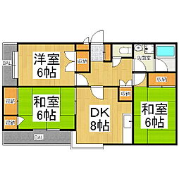 ホワイトビレッジ・あがた 3DKの間取図画像