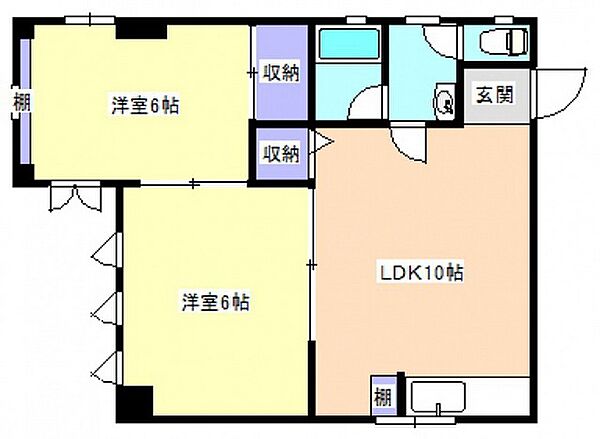 広島県広島市中区東白島町(賃貸マンション2LDK・4階・46.59㎡)の写真 その2