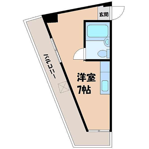 カスティールイン宇都宮 ｜栃木県宇都宮市平松本町(賃貸マンション1R・5階・18.46㎡)の写真 その2