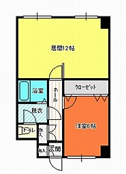 グランビューエーコー 1DKの間取図画像