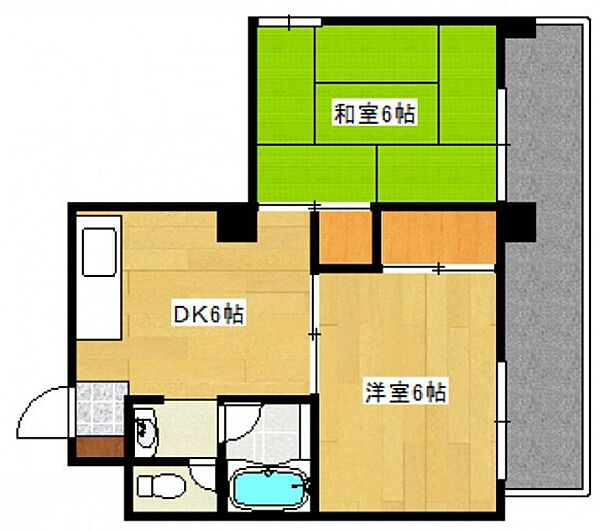 新庄グリーンコーポ ｜広島県広島市西区新庄町(賃貸マンション2DK・4階・37.03㎡)の写真 その2