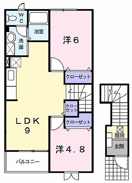 サンフラワーヒルズD 202｜愛媛県西条市樋之口(賃貸アパート2LDK・2階・51.67㎡)の写真 その3