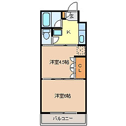 イーグルハイツ銀杏町 2Kの間取図画像