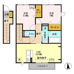デルニエ武川 2LDKの間取図画像