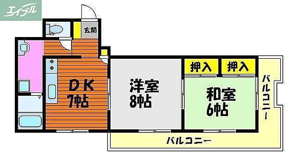 岡山県岡山市北区平和町(賃貸マンション2DK・4階・51.90㎡)の写真 その2