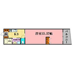 広島電鉄8系統 土橋駅 徒歩4分の賃貸マンション 8階1Kの間取り
