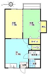 リバーサイドイシヅカ 2DKの間取図画像