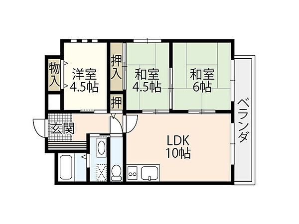 広島県広島市中区舟入中町(賃貸マンション3LDK・4階・59.40㎡)の写真 その2