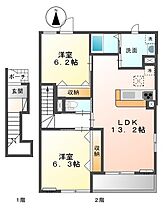 プランドールB 203 ｜ 栃木県栃木市平柳町２丁目（賃貸アパート2LDK・2階・61.46㎡） その2