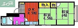 立花コーポ 1階2DKの間取り