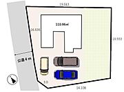 駐車3台可能。お子様とキャッチボールやBBQ等ご家族と充実した時間を楽しめる広々敷地。