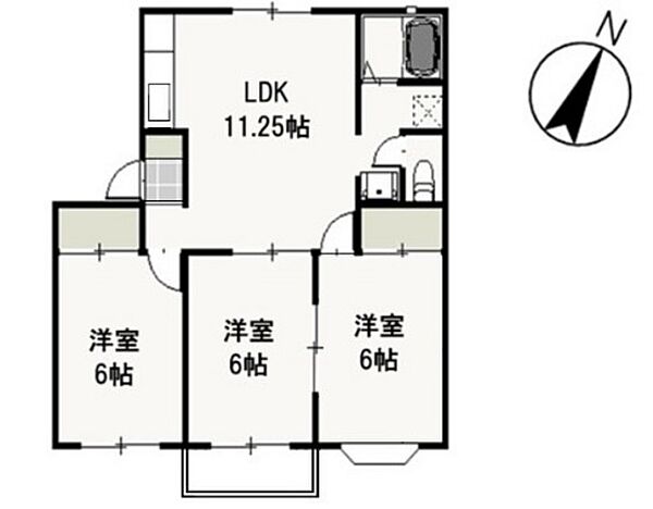 岡山県岡山市南区浜野3丁目(賃貸アパート3LDK・2階・60.45㎡)の写真 その2