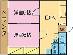 セブンハイツB 2LDKの間取図画像