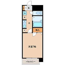 プレバンスアイ 1Kの間取図画像