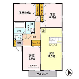 ラ・メールアン 3LDKの間取図画像