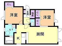 友夢2 2LDKの間取図画像