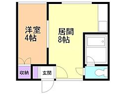 ハウス・ザ・ライフビル 1DKの間取図画像