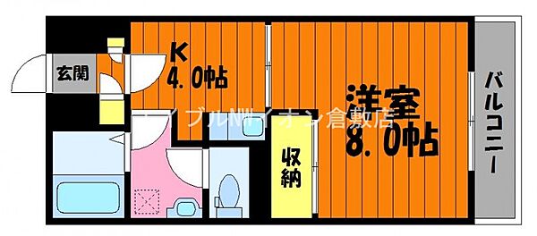 岡山県倉敷市中庄(賃貸マンション1K・6階・29.20㎡)の写真 その2