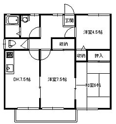パステルタウン 3DKの間取図画像