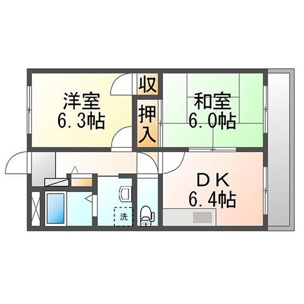 香川県高松市木太町(賃貸アパート2DK・3階・45.32㎡)の写真 その4