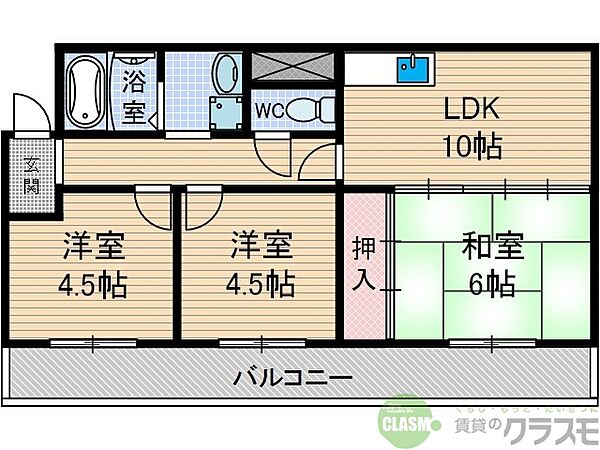 大阪府茨木市五十鈴町(賃貸マンション3LDK・2階・53.79㎡)の写真 その2