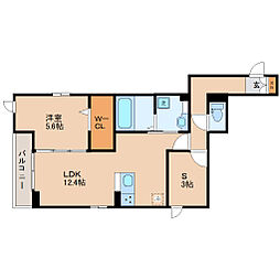 D-room白萩町 1SLDKの間取図画像