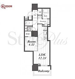 プラウドタワー栄 1LDKの間取図画像
