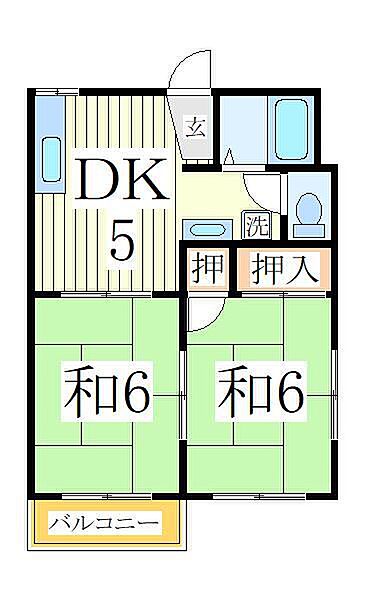 グリーン61 ｜千葉県柏市東中新宿2丁目(賃貸アパート2DK・2階・40.00㎡)の写真 その2